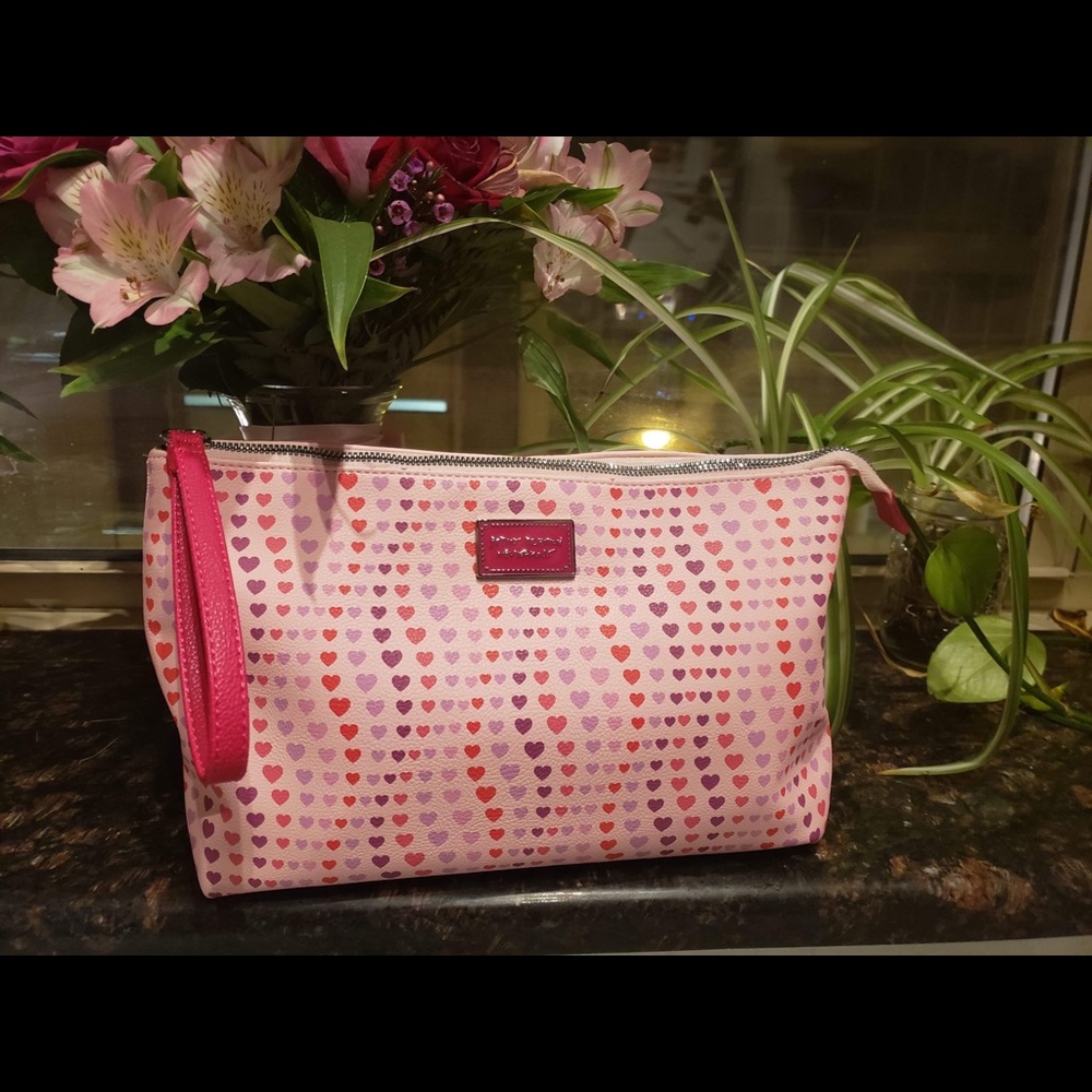 Betsy Johnson Pink Hearts Zipper Bag